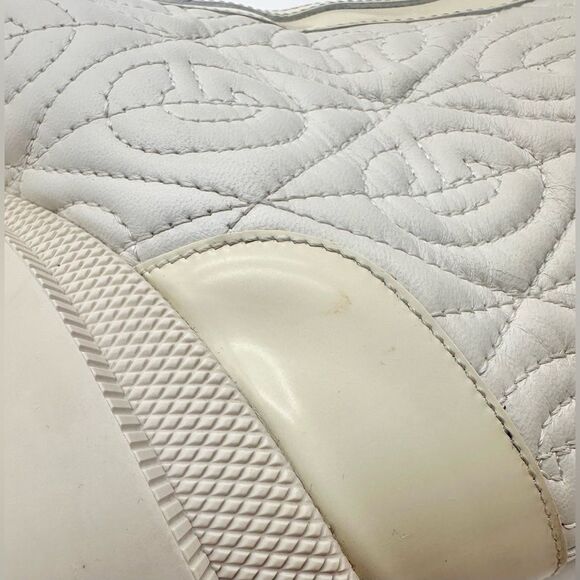 Gucci Trip Combat Zip Boots GG Logo White Quilted Rhombus Block Heel EU 38 US 8 - Picture 6 of 15